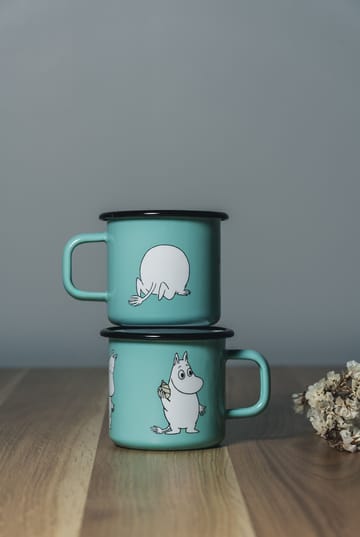 Moomin Retro emaillemok 37 cl - Mint - Muurla