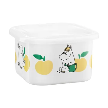 Mumin emaillebus met deksel 1 L - Joyfull Apples-gul - Muurla