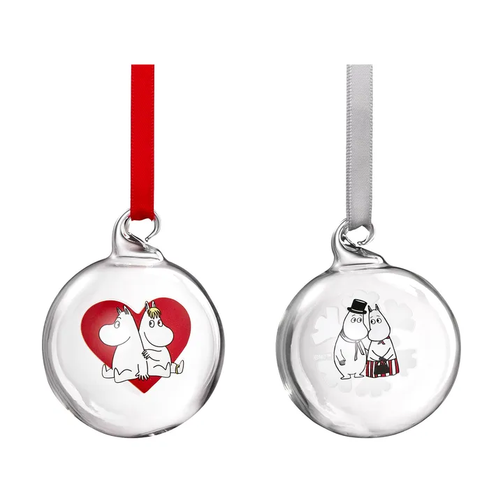 Mumin kerstboombal Ø5 cm 2 delen - Heart-snowflake - Muurla