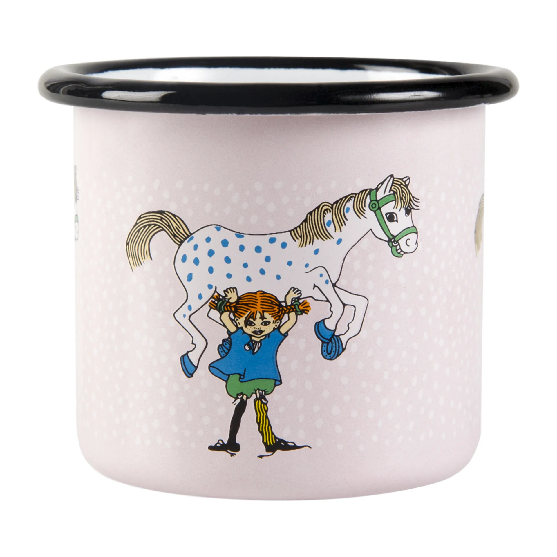Pippi and the horse emaillen mok 1,5 dl, Light pink Muurla