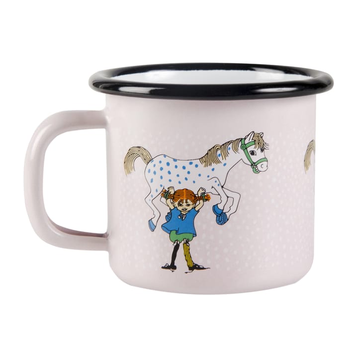 Pippi and the horse emaillen mok 1,5 dl, Light pink Muurla