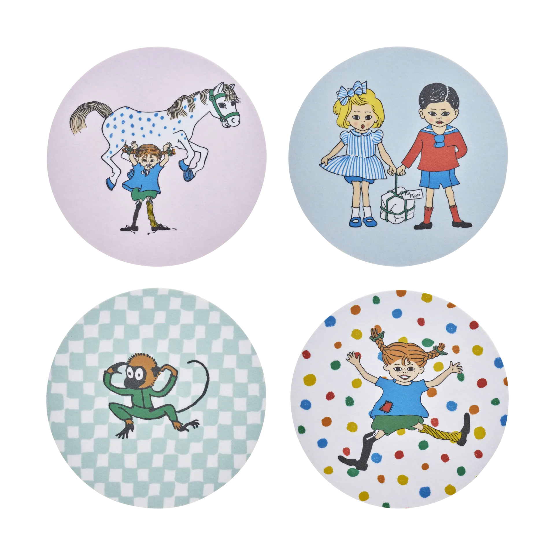 Pippi glasonderzetters 4 stuks, Hoppsansa Muurla