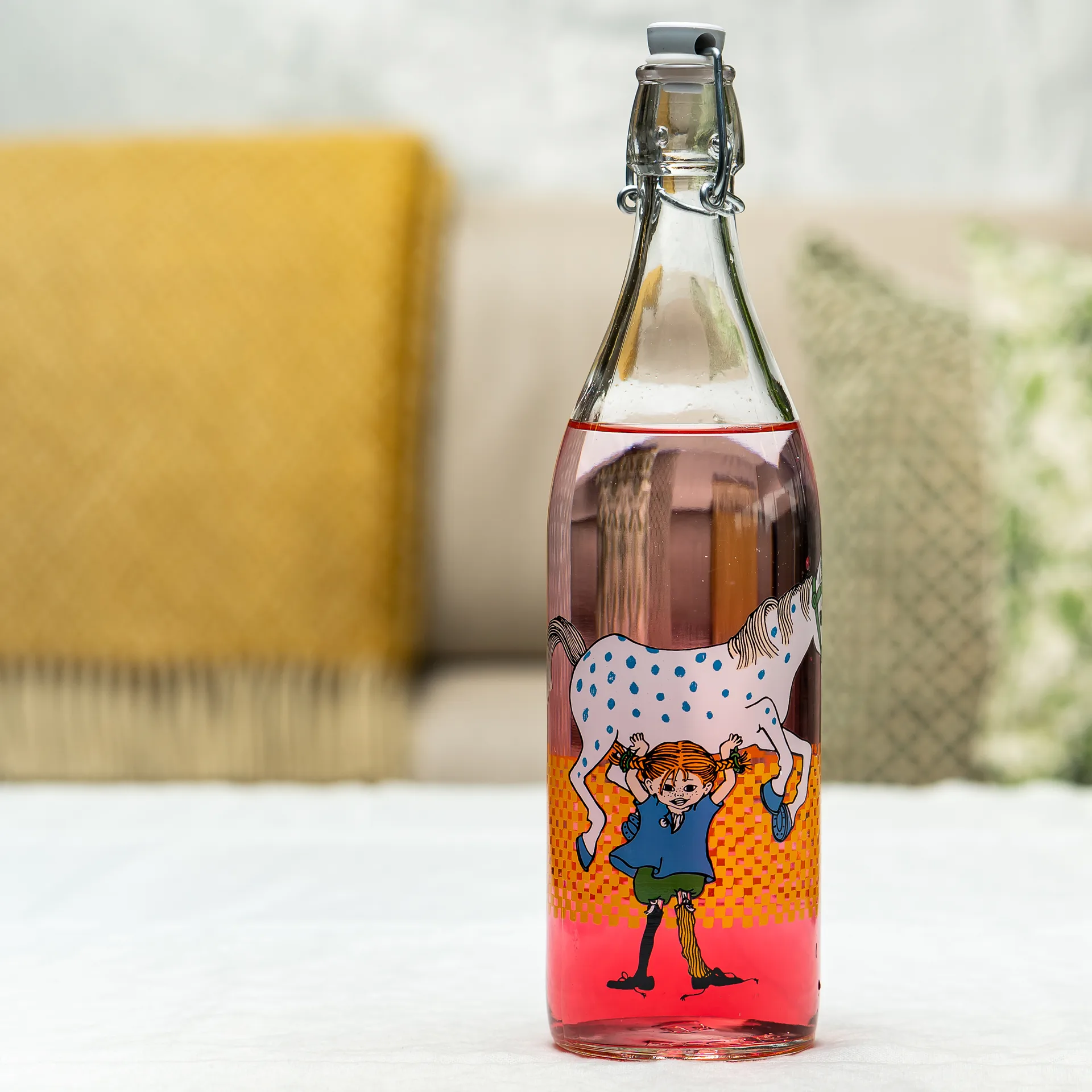 Pippi glazen fles 1 L, Multi Muurla