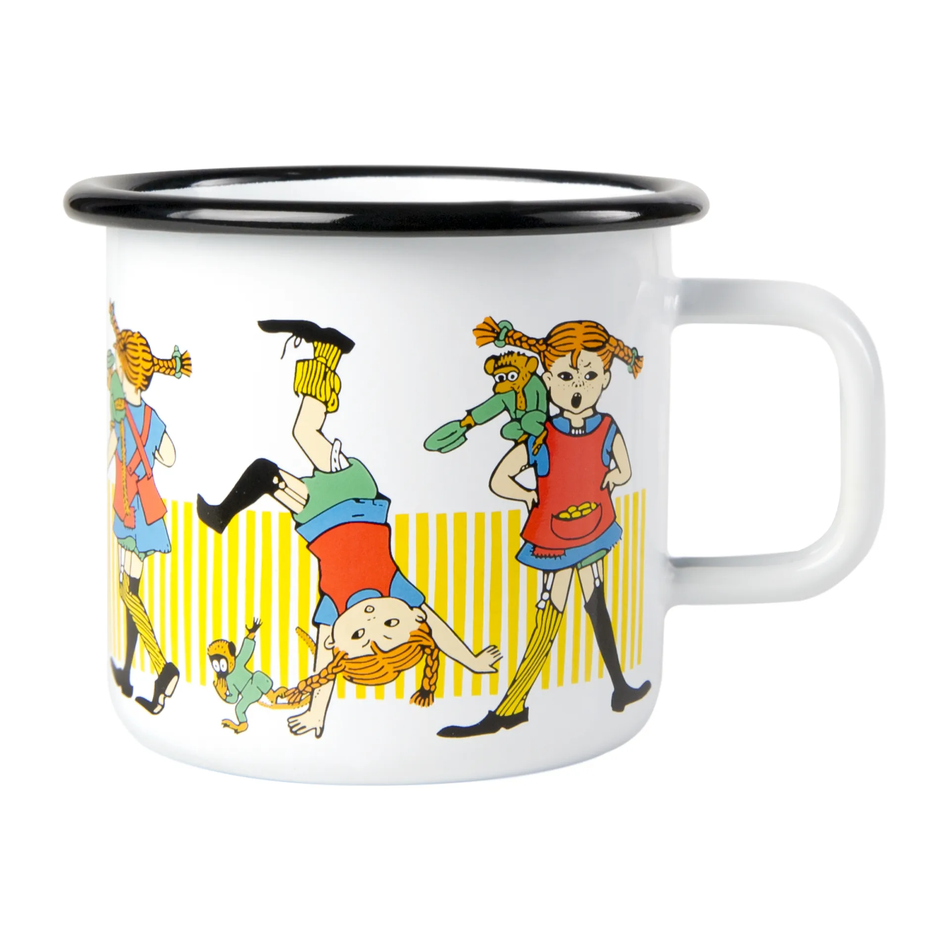 Pippi longstocking emaillen mok 3,7 dl, White Muurla