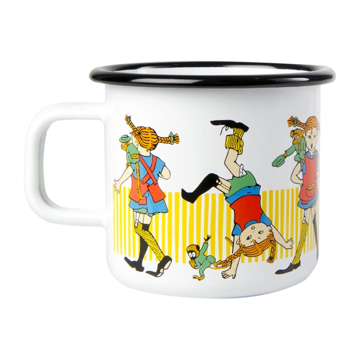 Pippi longstocking emaillen mok 3,7 dl, White Muurla