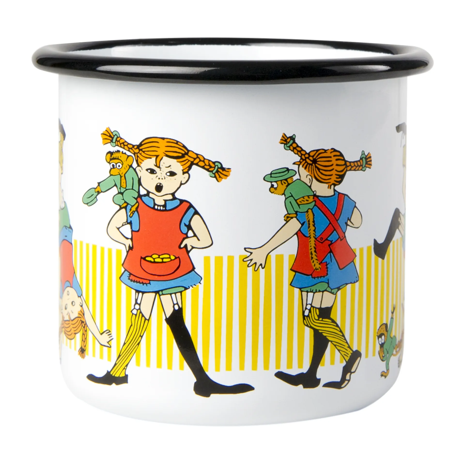 Pippi longstocking emaillen mok 3,7 dl, White Muurla
