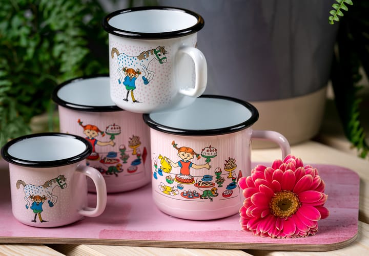 Pippi's birthday emaillen mok 3,7 dl, Pink Muurla