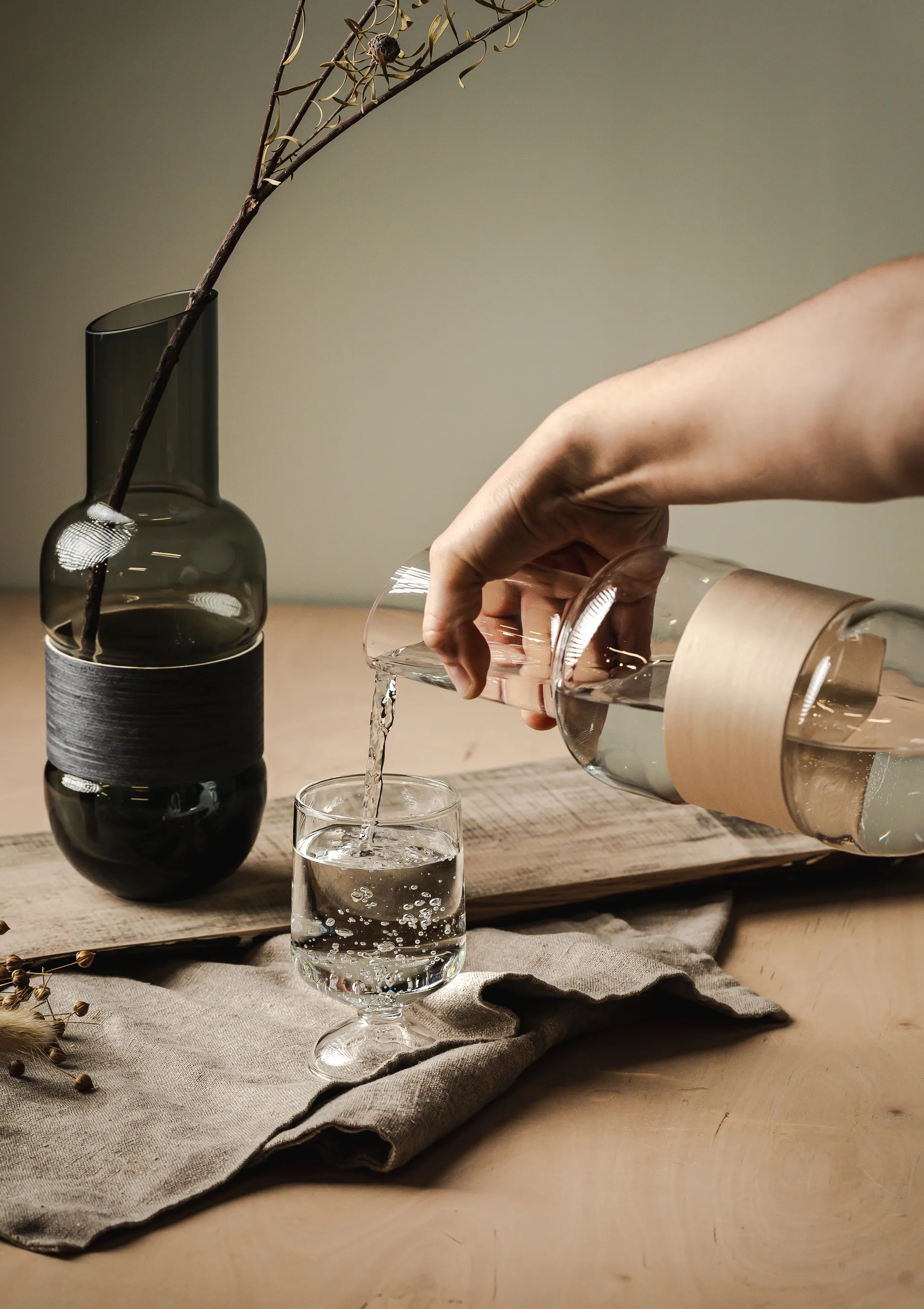 Veneer karaf 1 L, Transparant-berken Muurla