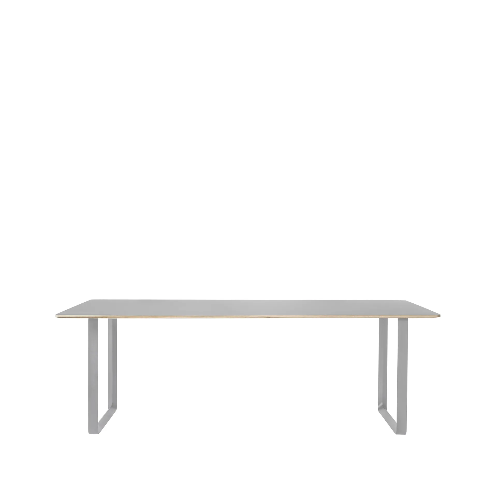70/70 eettafel 225x90 cm, Grey linoleum-Plywood-Grey Muuto