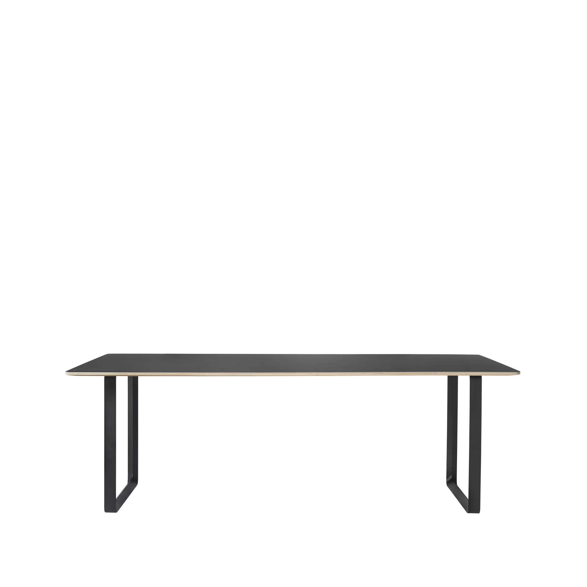 70/70 eettafel 255x108 cm, Black linoleum-Plywood-Black Muuto