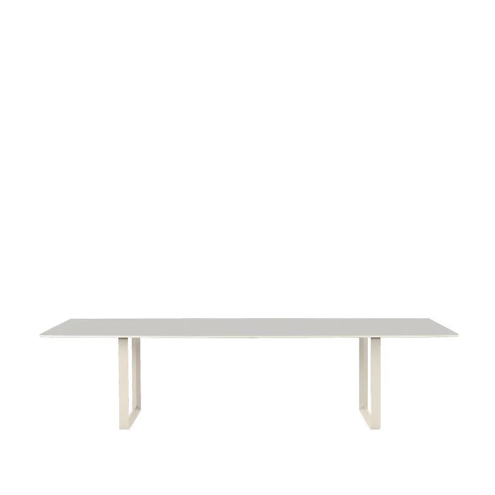 70/70 eettafel 295x108 cm, Grey linoleum-Plywood-Sand Muuto