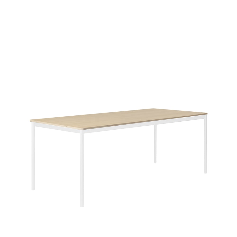 Muuto Base eettafel oak, wit onderstel, plywoodrand, 190x85cm