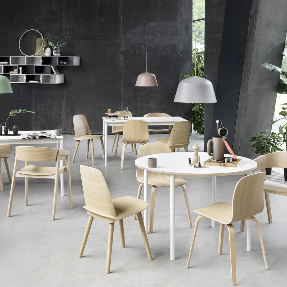 Base eettafel rond Ø110 cm, Black linoleum-Plywood-Black Muuto