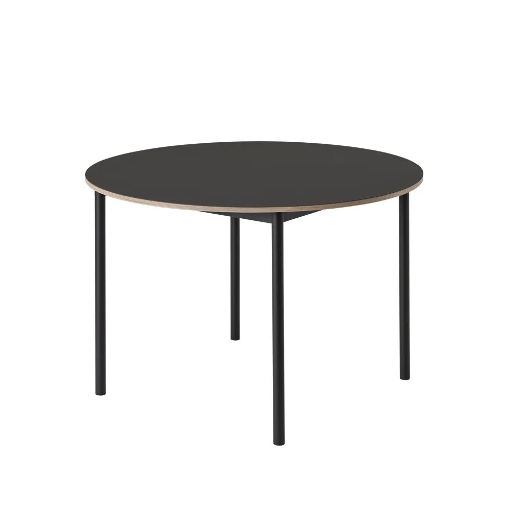 Base eettafel rond Ø110 cm, Black linoleum-Plywood-Black Muuto