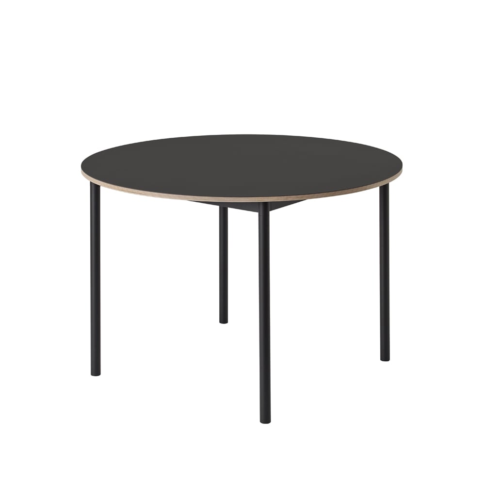 Muuto Base eettafel rond Ø110 cm Black linoleum-Plywood-Black