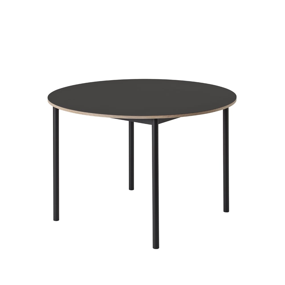 Muuto Base eettafel rond o110 cm Black linoleum-Plywood-Black