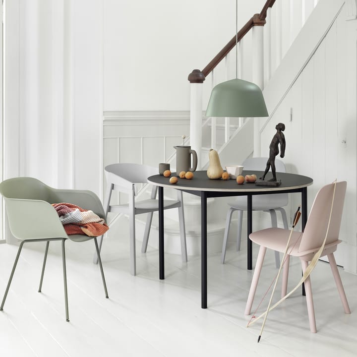 Base eettafel rond Ø110 cm, White laminate-Plywood-White Muuto