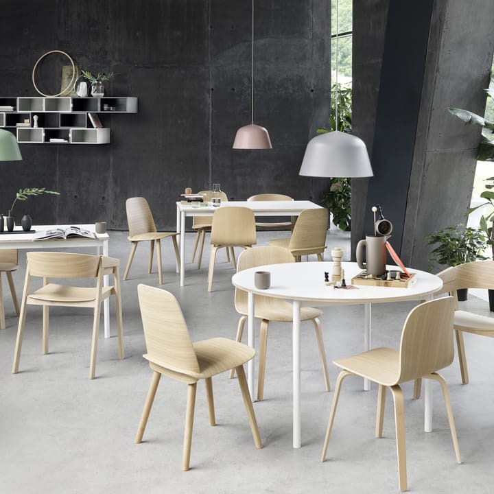 Base eettafel rond Ø110 cm, White laminate-Plywood-White Muuto
