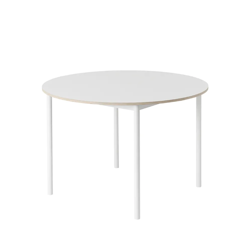 Base eettafel rond Ø110 cm, White laminate-Plywood-White Muuto