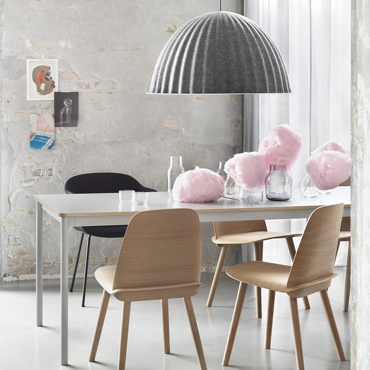 Base eettafel, white, plywoodrand, 190x85cm Muuto
