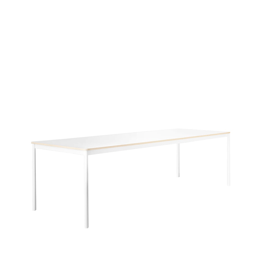 Muuto Base eettafel white, plywoodrand, 250x90 cm | Scandinavisch Interieur | Eettafels | Wit