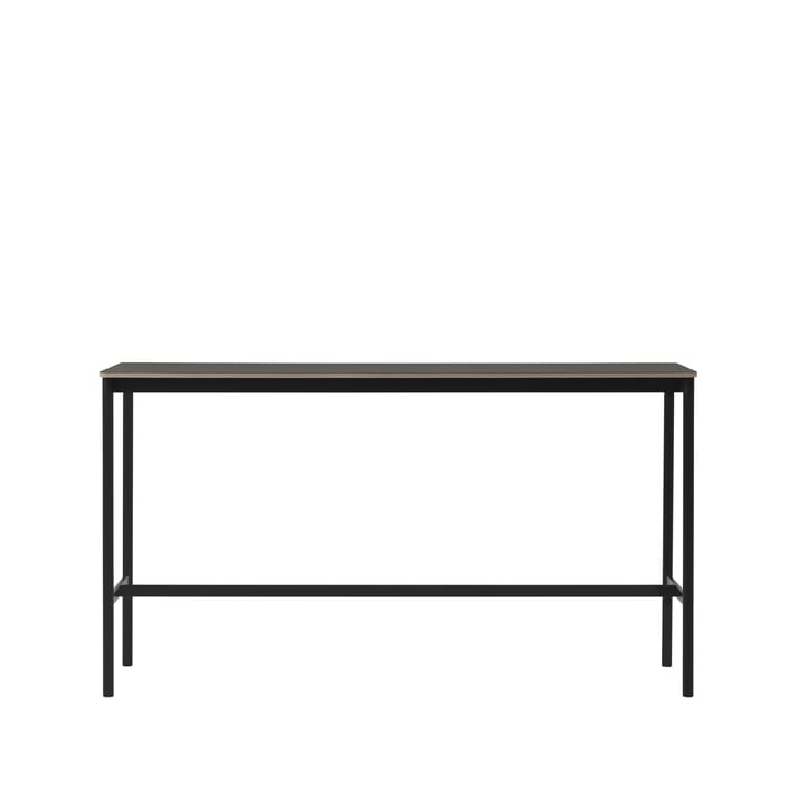 Base High bartafel - black linoleum, zwart onderstel, plywoodrand, b50 l190 h105 - Muuto