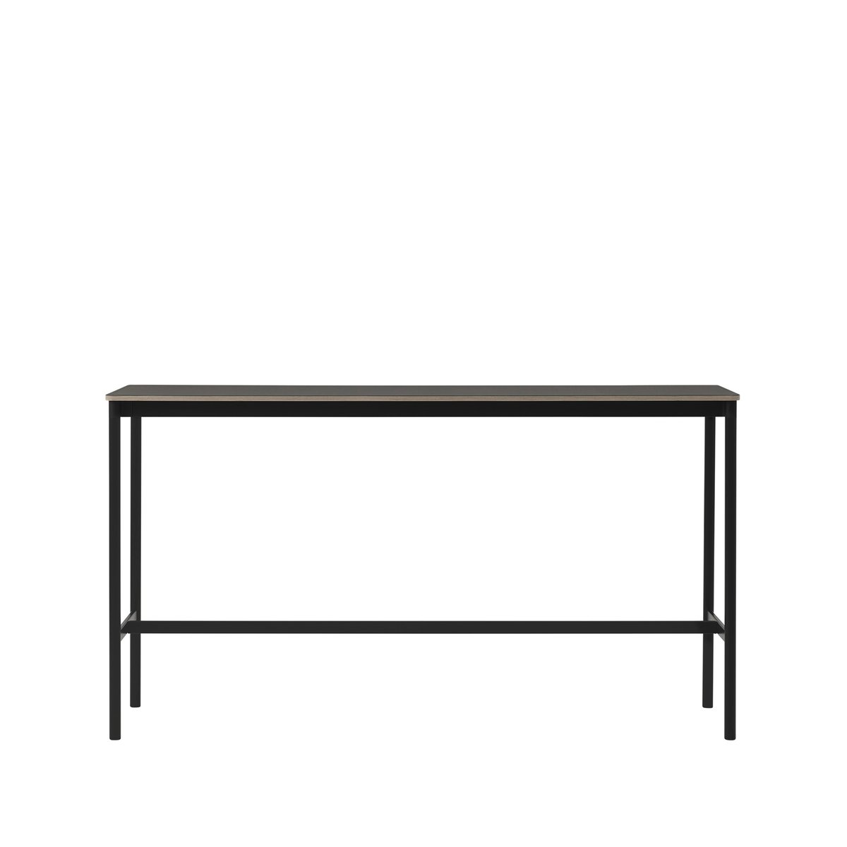 Muuto Base High bartafel black linoleum, zwart onderstel, plywoodrand, b50 l190 h105