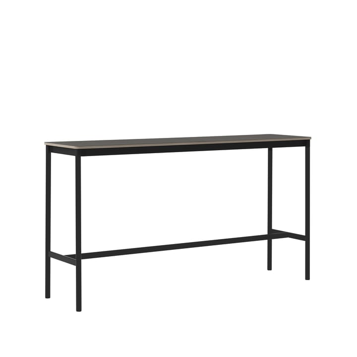 Base High bartafel, black linoleum, zwart onderstel, plywoodrand, b50 l190 h105 Muuto