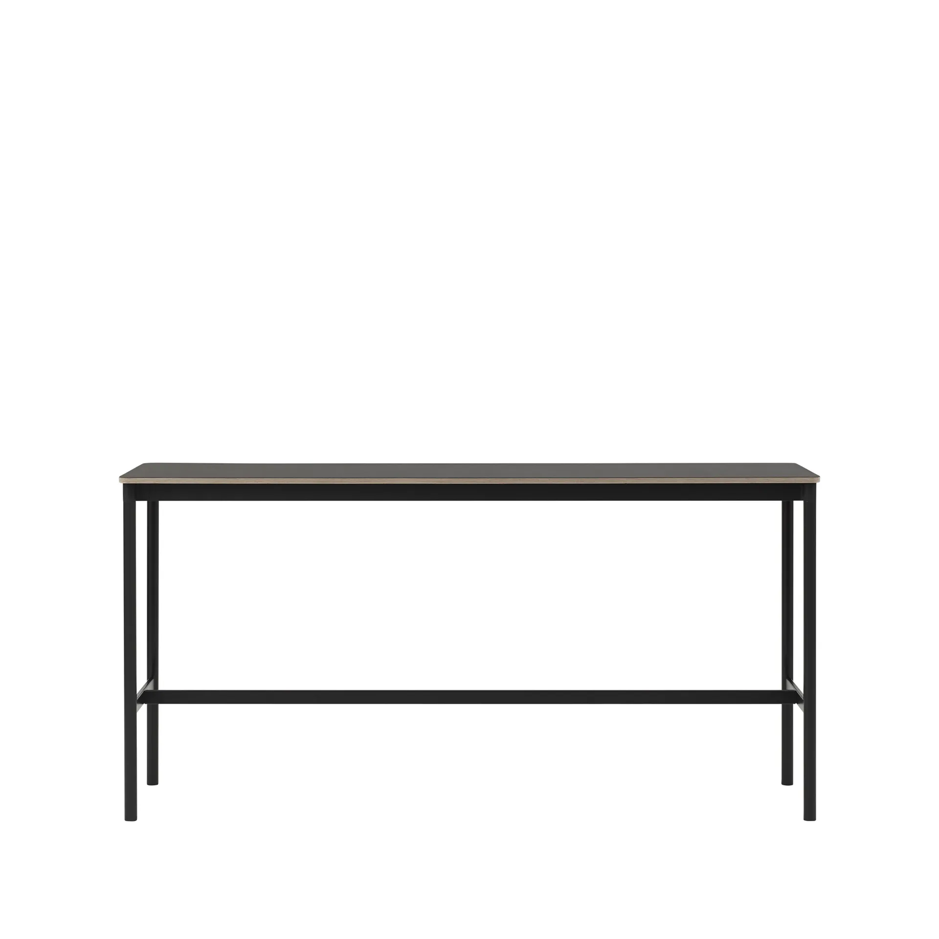 Base High bartafel, black linoleum, zwart onderstel, plywoodrand, b50 l190 h95 Muuto