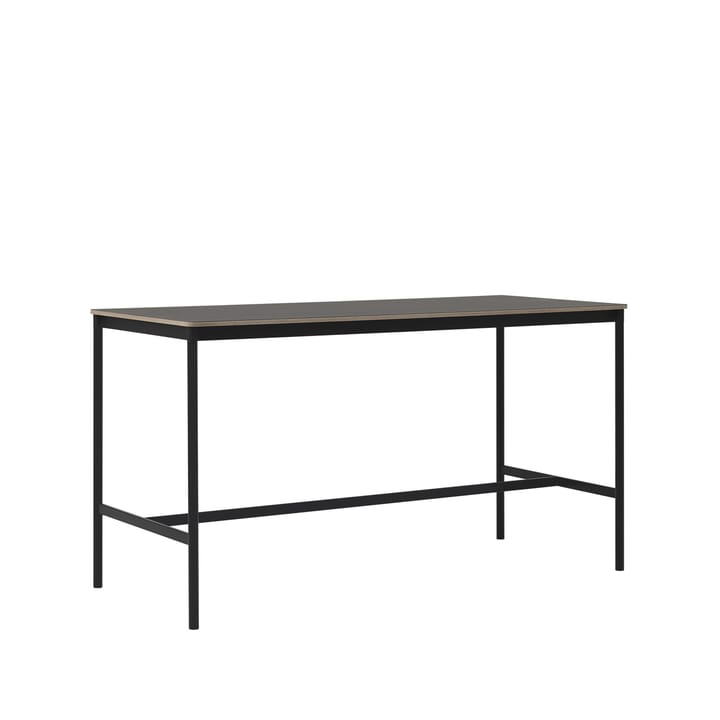 Base High bartafel - black linoleum, zwart onderstel, plywoodrand, b85 l190 h105 - Muuto