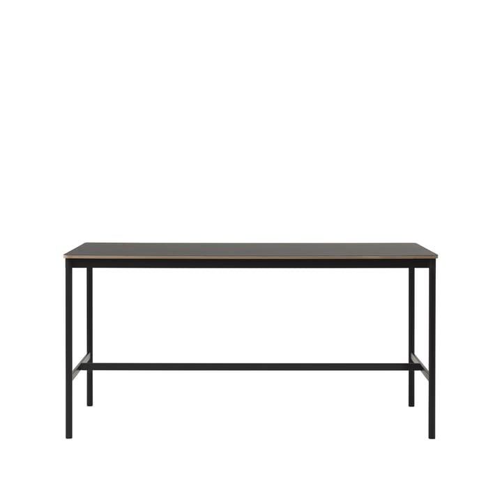 Base High bartafel - black linoleum, zwart onderstel, plywoodrand b85 l190 h95 - Muuto