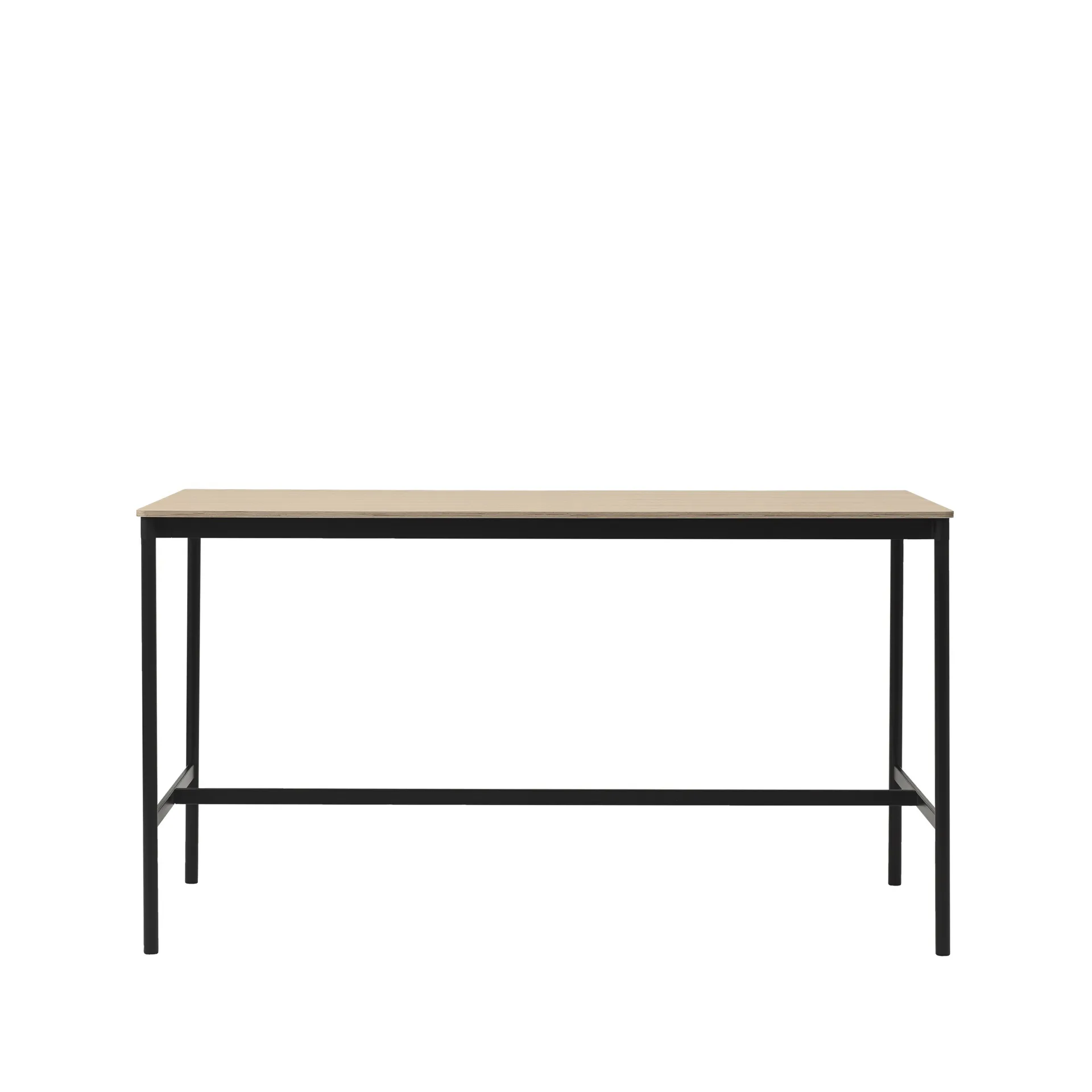 Base High bartafel, oak, zwart onderstel, plywoodrand, b85 l190 h105 Muuto