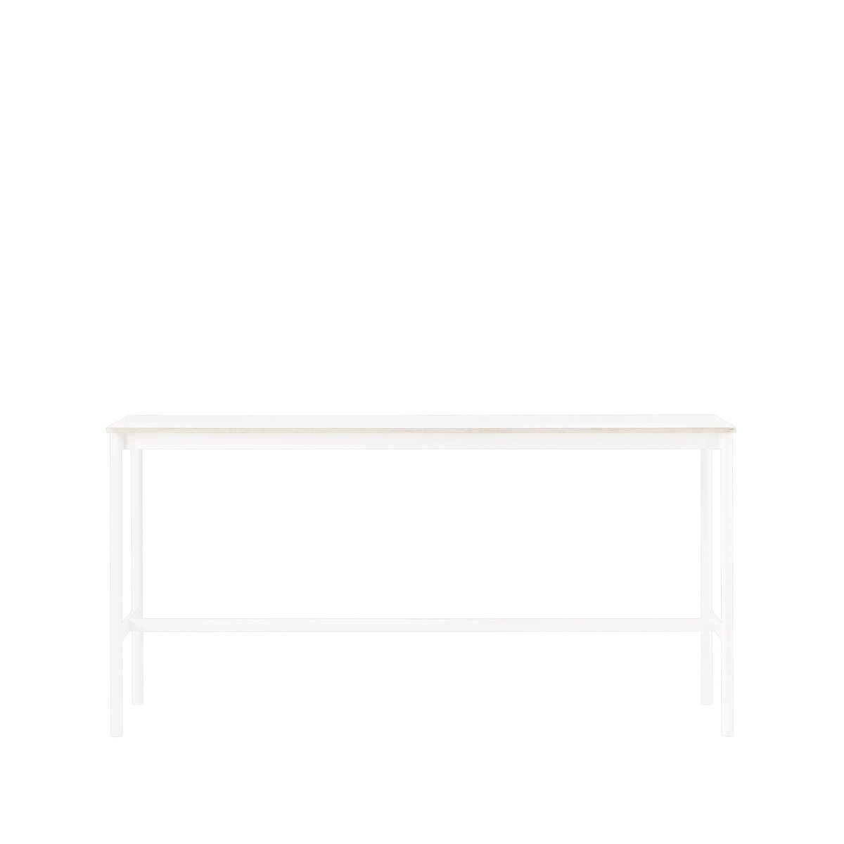 Muuto Base High bartafel white laminate, wit onderstel, plywoodrand, b50 l190 h95