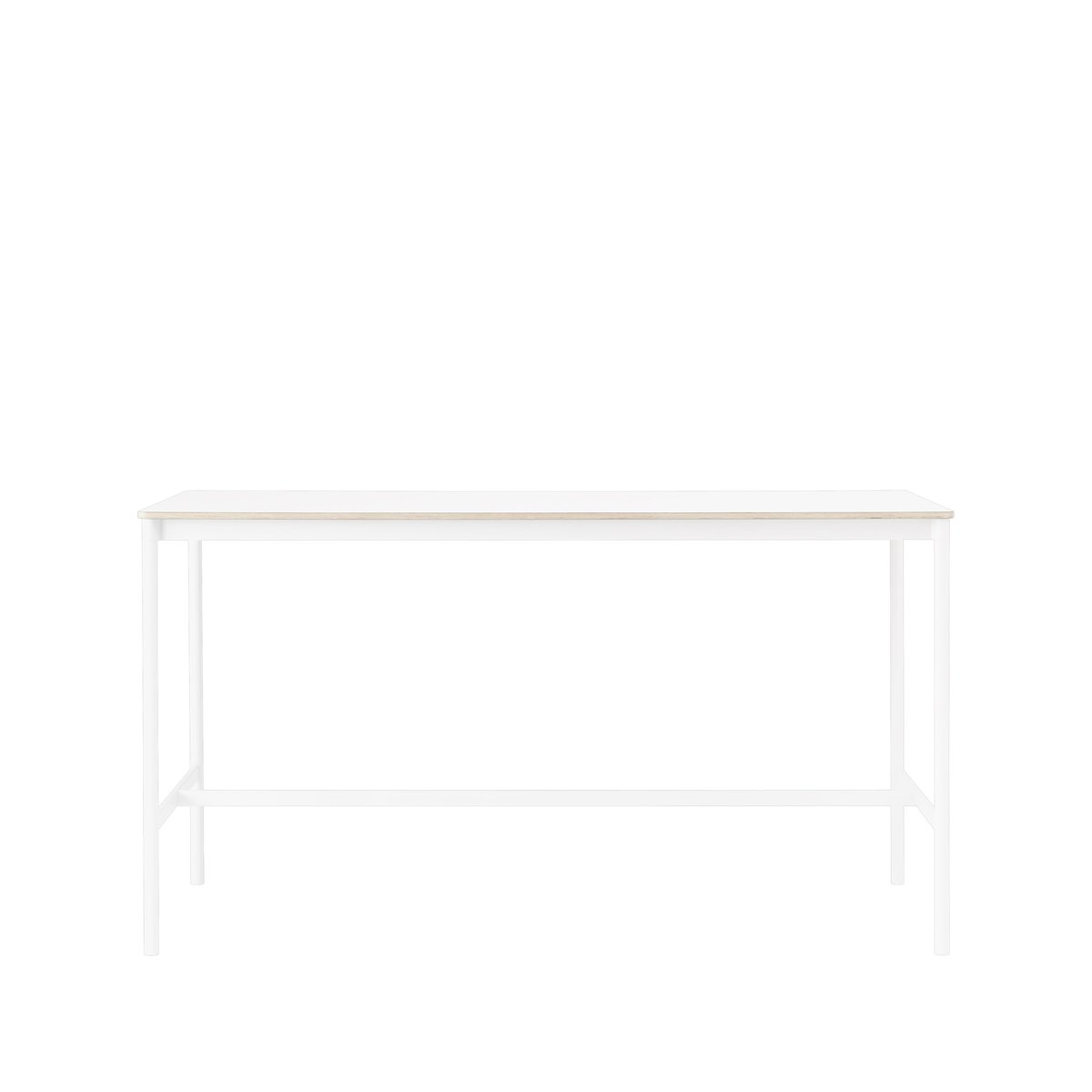 Muuto Base High bartafel white laminate, wit onderstel, plywoodrand, b85 l190 h105