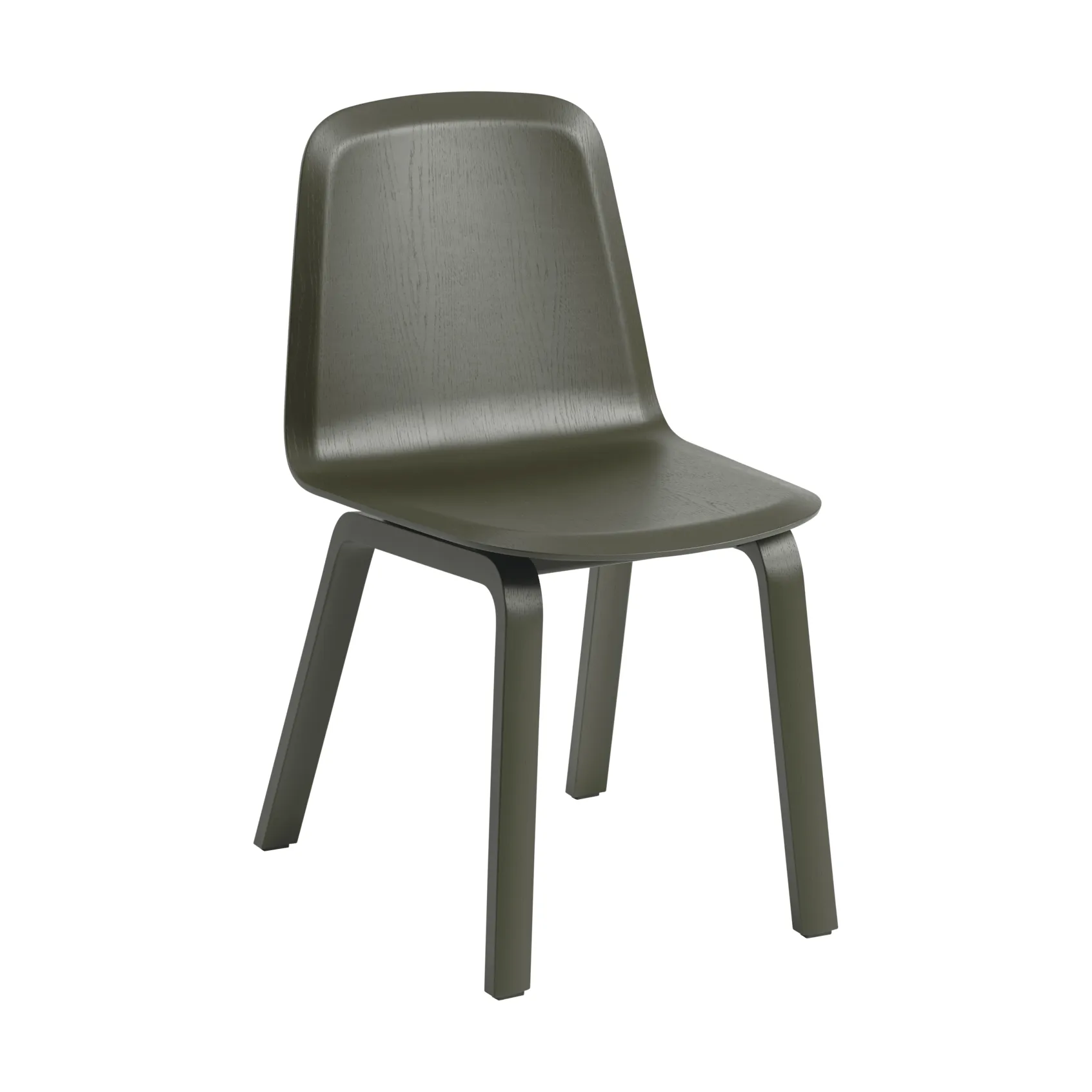 Brink Chair Wood Base stoel, Dark olive Muuto
