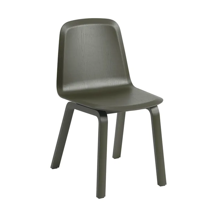 Brink Chair Wood Base stoel - Dark olive - Muuto
