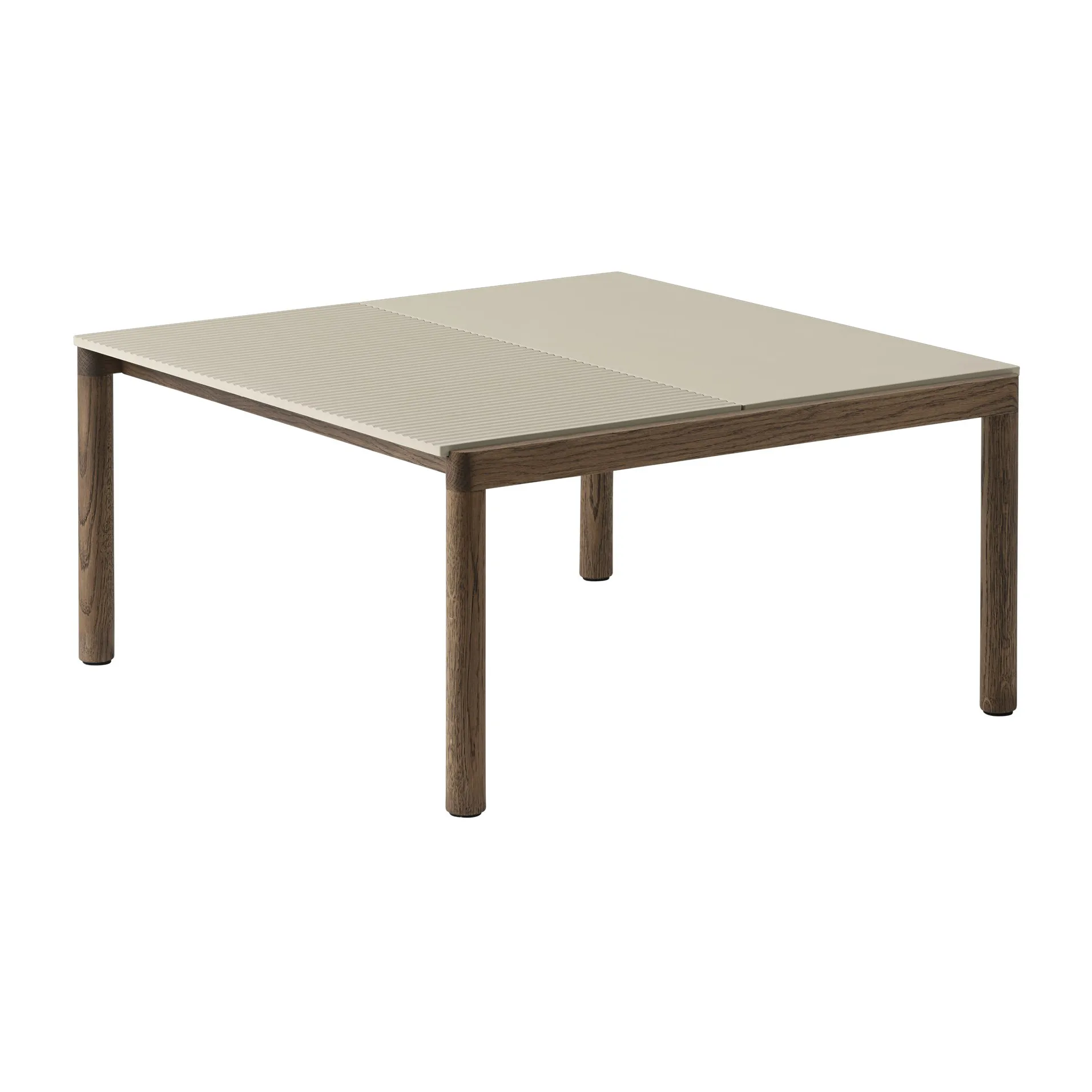 Couple 1 Plain-1 Wavy salontafel 80x84x40 cm, Sand-dark oiled oak Muuto