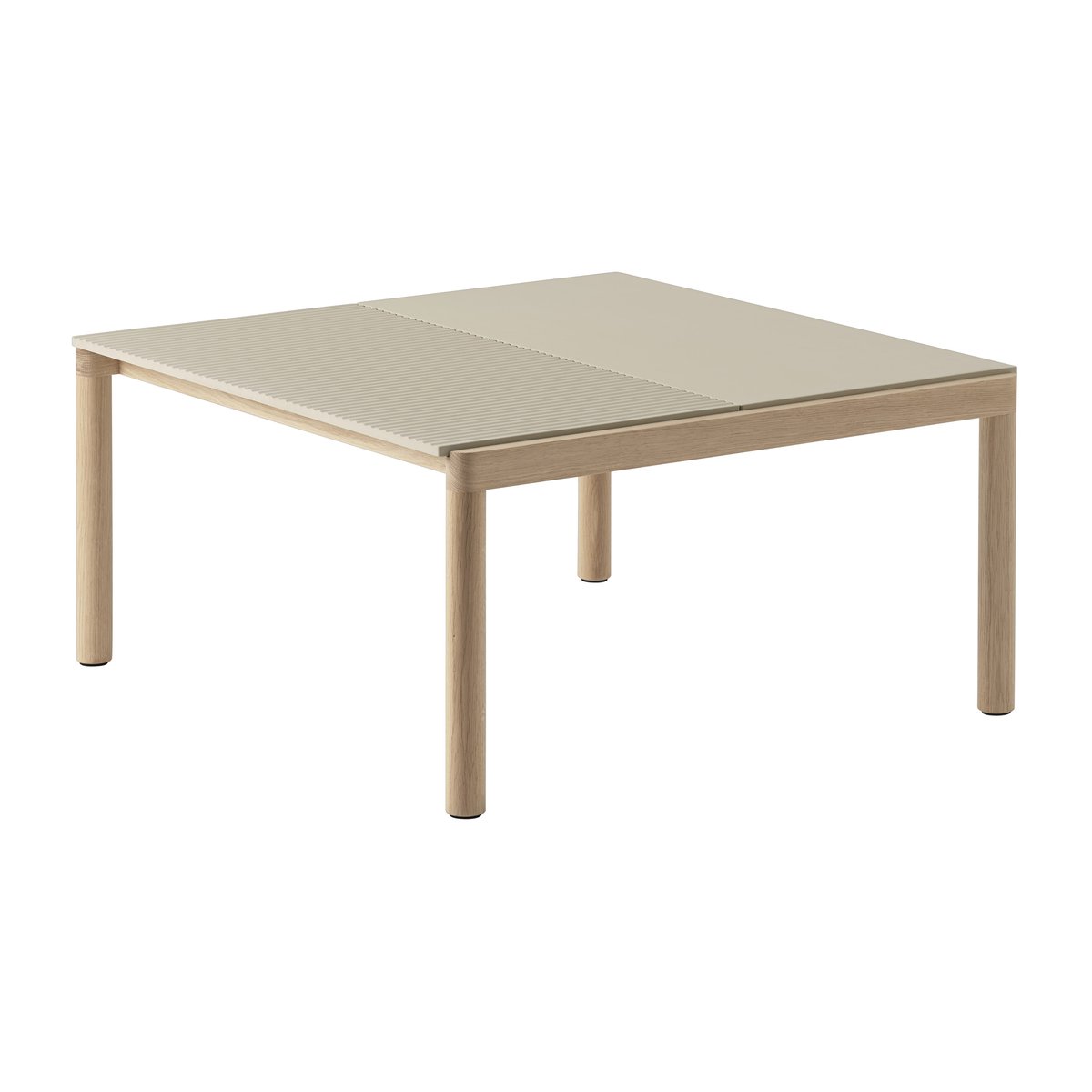 Muuto Couple 1 Plain-1 Wavy salontafel 80x84x40 cm Sand-oak