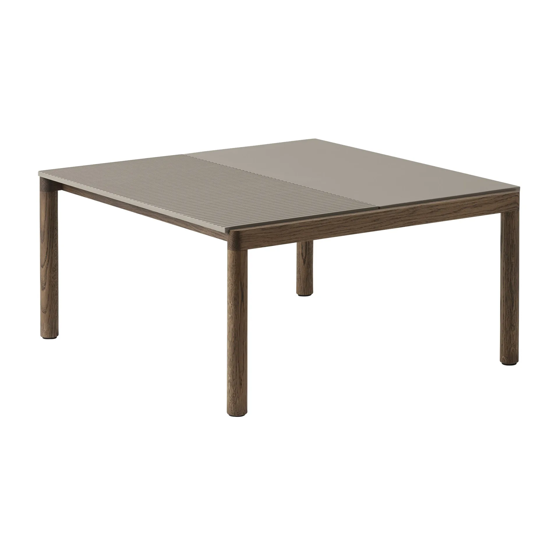 Couple 1 Plain-1 Wavy salontafel 80x84x40 cm, Taupe-dark oiled oak Muuto