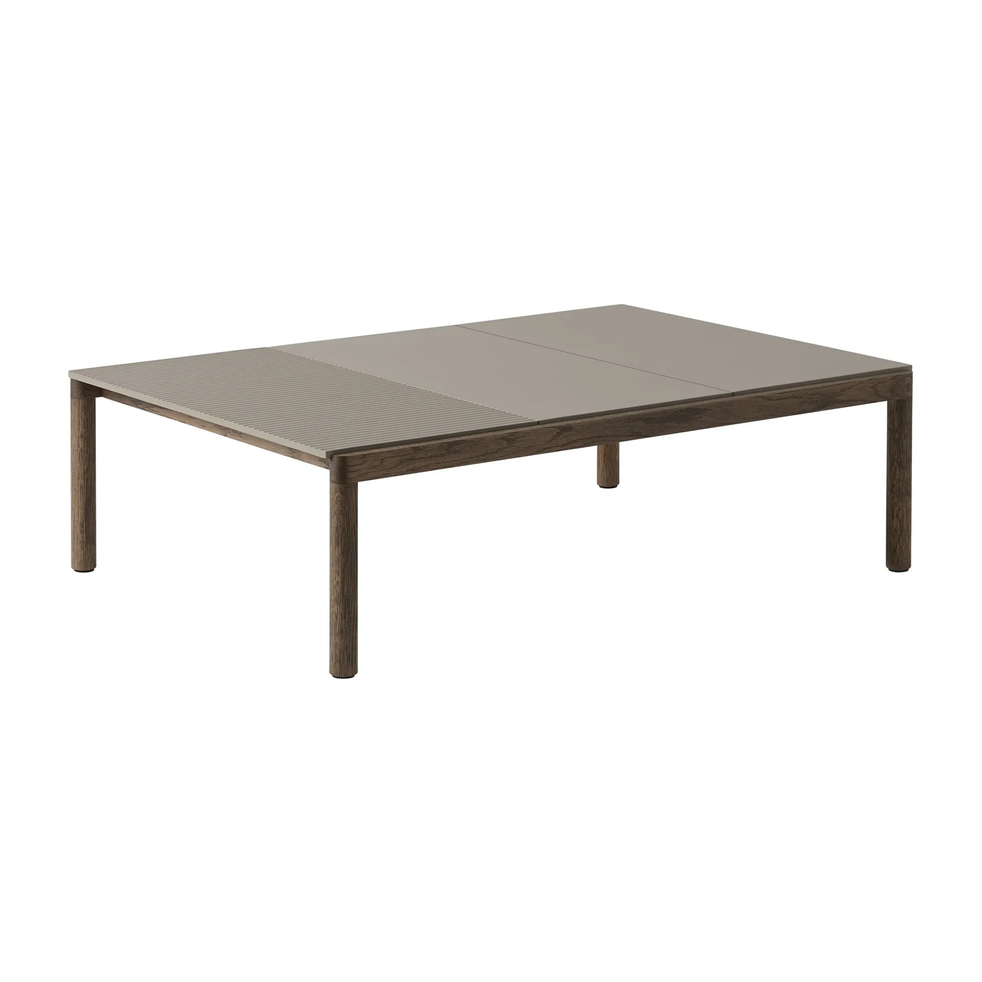 Couple 2 Plain-1 Wavy salontafel 120x84x35 cm, Taupe-dark oiled oak Muuto