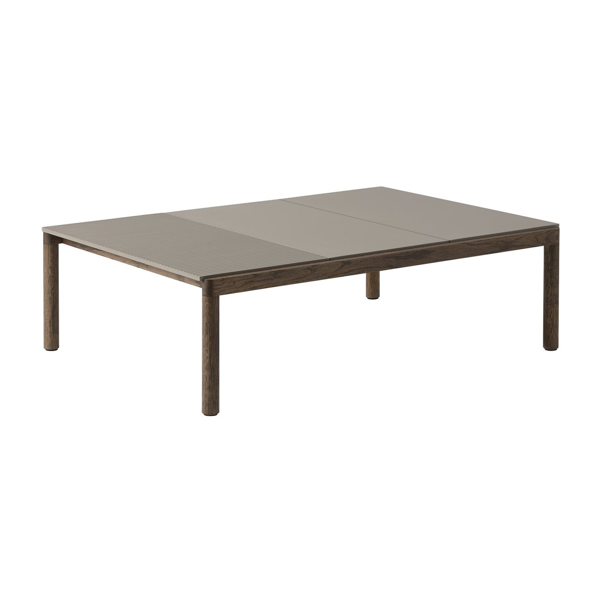 Muuto Couple 2 Plain-1 Wavy salontafel 120x84x35 cm Taupe-dark oiled oak