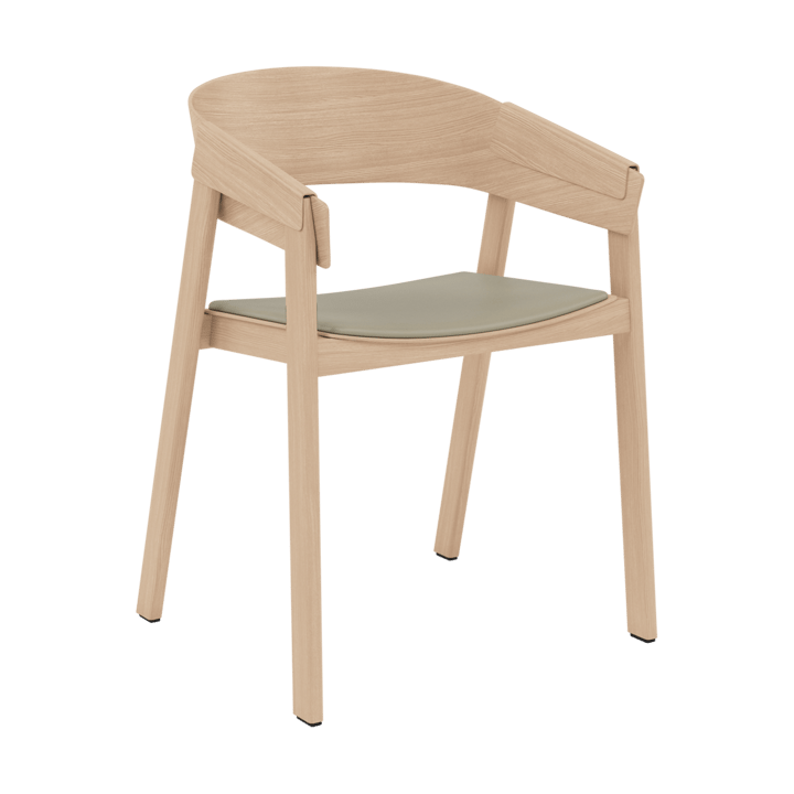 Cover Armchair stoel met armleuningen en leren zitting - Refine leather stone-oak - Muuto