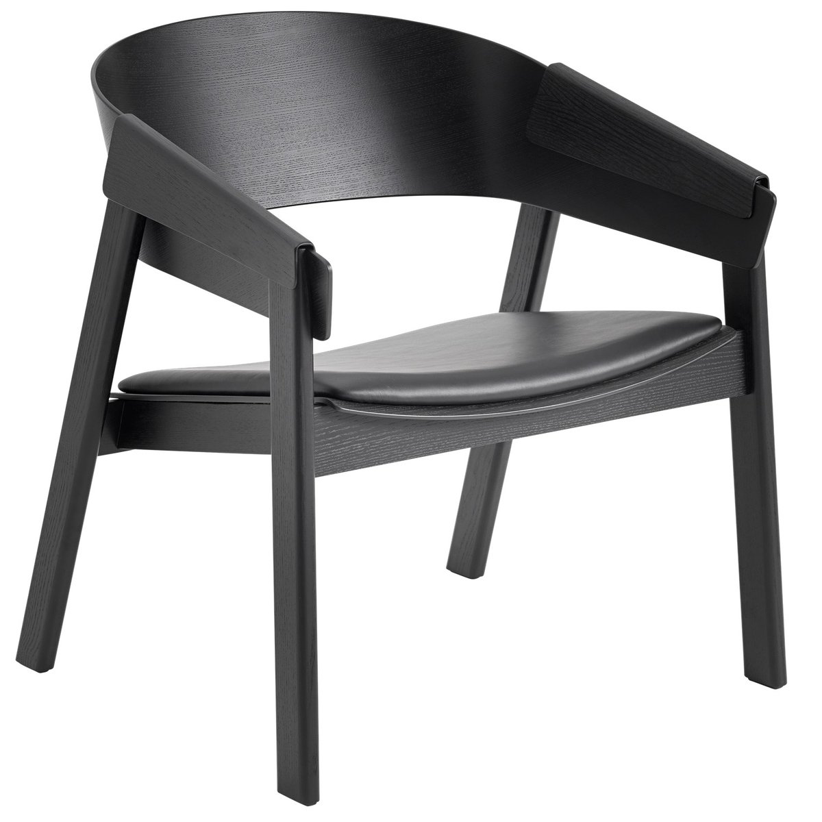 Muuto Cover lounge chair leather Zwart-zwart
