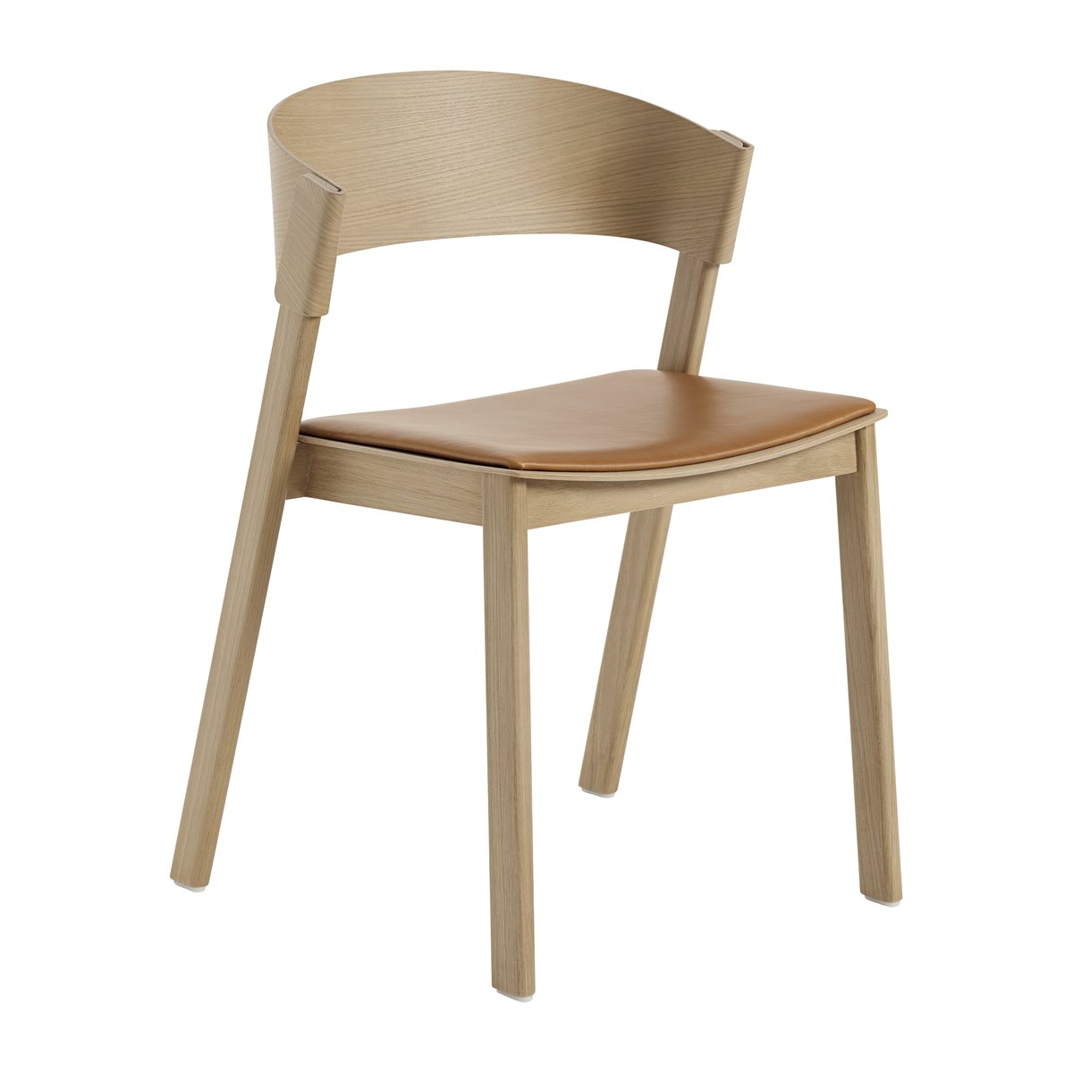 Muuto Cover Side Chair leather Cognac-eikenhout