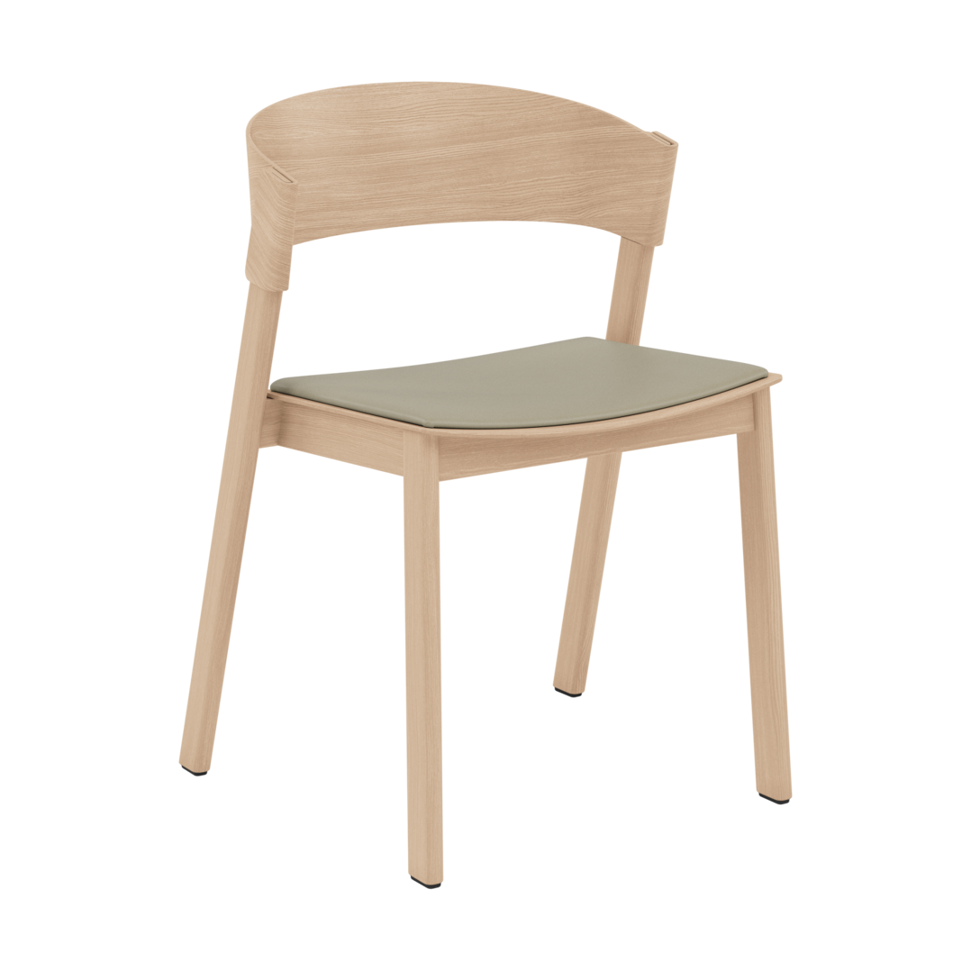 Muuto Cover Side Chair leather Refine leather stone-Oak