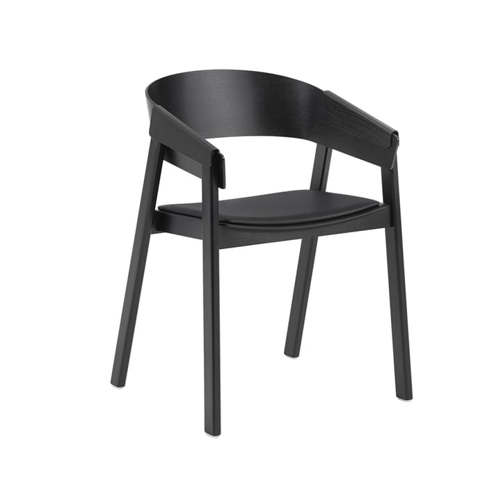 Cover stoel met armleuningen beklede zitting - Refine leather black-Black - Muuto