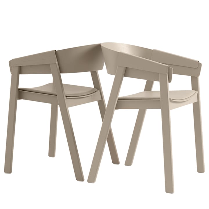 Cover stoel met armleuningen beklede zitting, Refine leather cognac-Oak Muuto