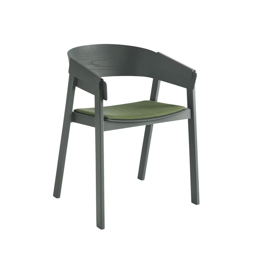 Cover stoel met armleuningen beklede zitting, Remix 933-Green Muuto