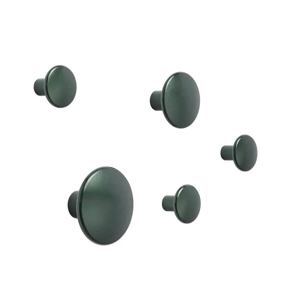 Dots wandhaak metaal 5-pack, Dark green Muuto