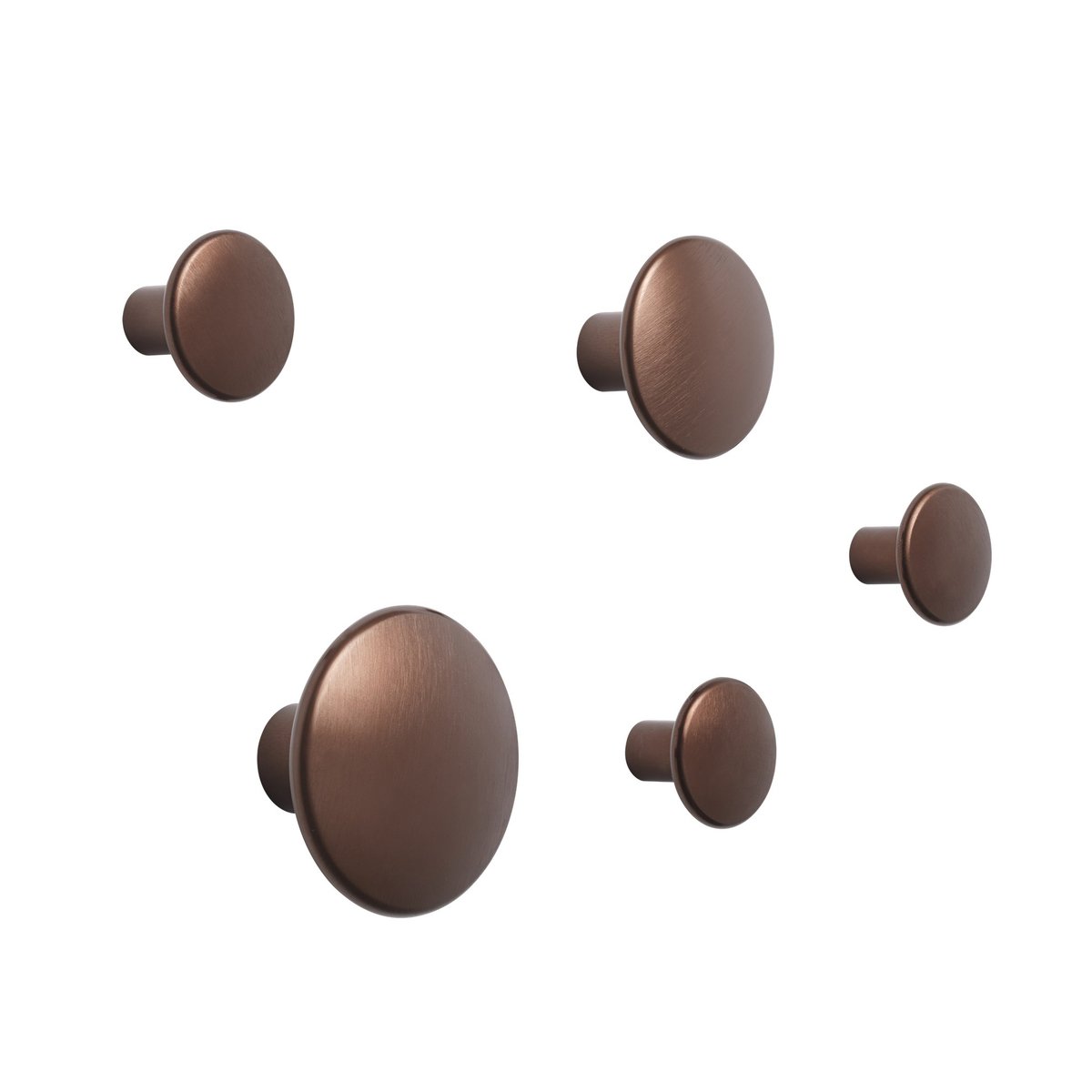 Muuto Dots wandhaak metaal 5-pack Umber | Scandinavisch Interieur | Haken & hangers | Bruin